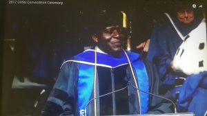 Prof Ngassa delivering 2017 Convocation Address at GVS University